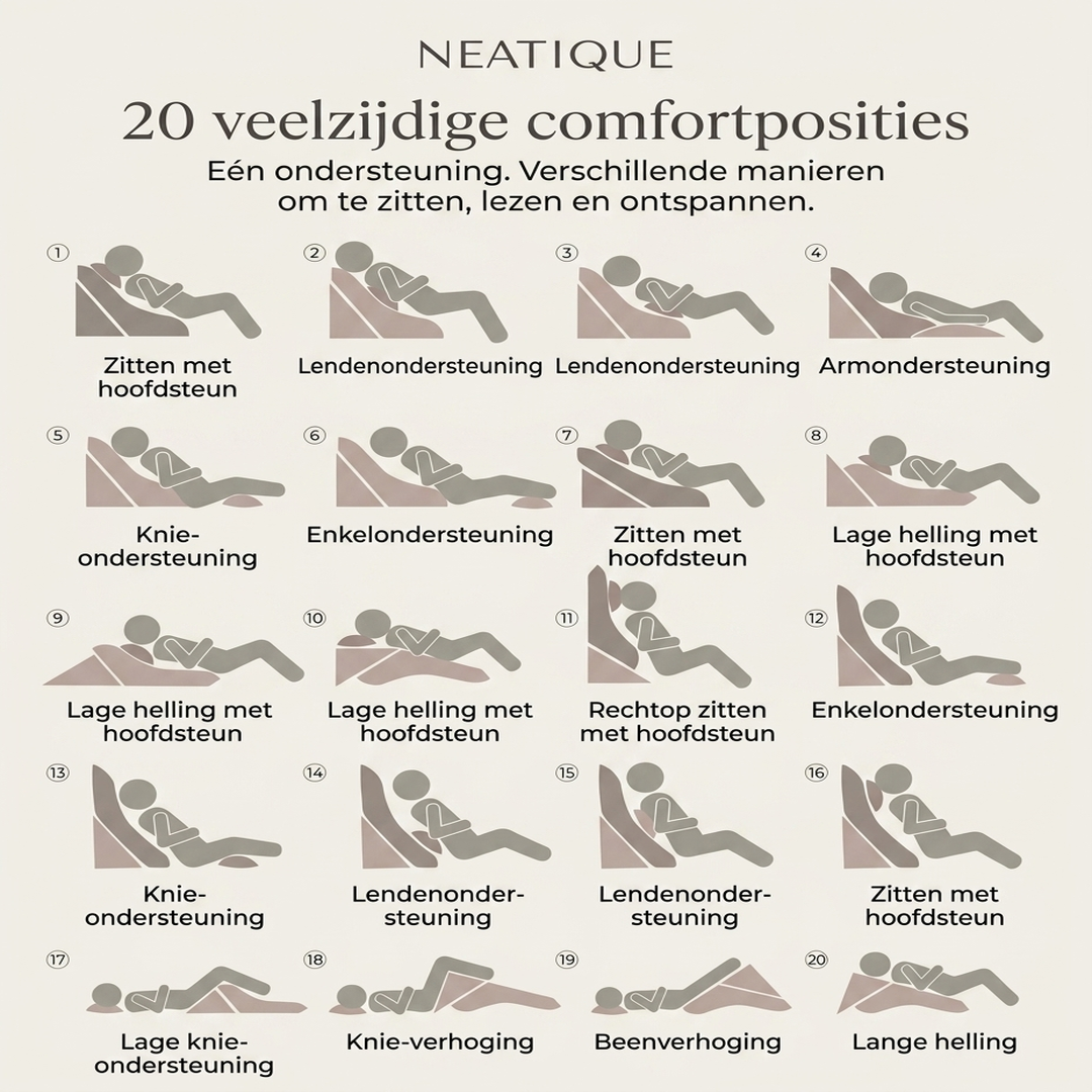 Neatique – Velora™ Verstelbare Comfortondersteuning | Comfortabeler Zitten & Lezen