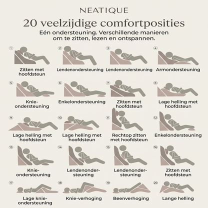 Neatique – Velora™ Verstelbare Comfortondersteuning | Comfortabeler Zitten & Lezen