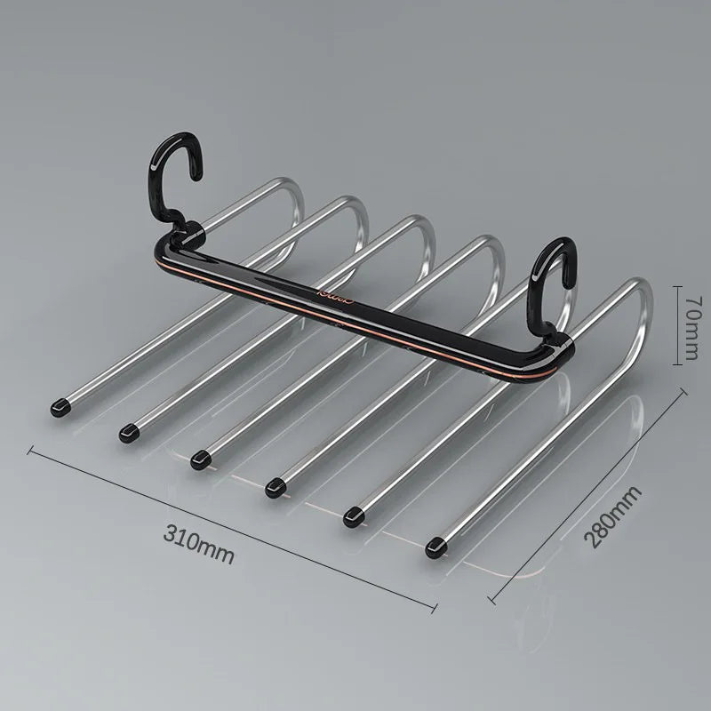Multi-Layer S-Shaped Wardrobe Pants Storage Rack 6 in 1 Save Space Home Multi-functional Closet Anti Slip Metal Clothes Hanger