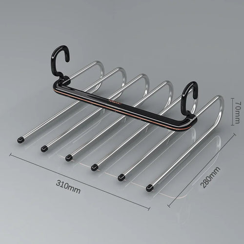 Multi-Layer S-Shaped Wardrobe Pants Storage Rack 6 in 1 Save Space Home Multi-functional Closet Anti Slip Metal Clothes Hanger
