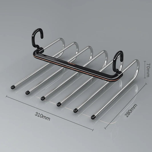 Multi-Layer S-Shaped Wardrobe Pants Storage Rack 6 in 1 Save Space Home Multi-functional Closet Anti Slip Metal Clothes Hanger