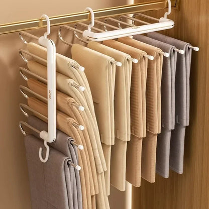 Multi-Layer S-Shaped Wardrobe Pants Storage Rack 6 in 1 Save Space Home Multi-functional Closet Anti Slip Metal Clothes Hanger