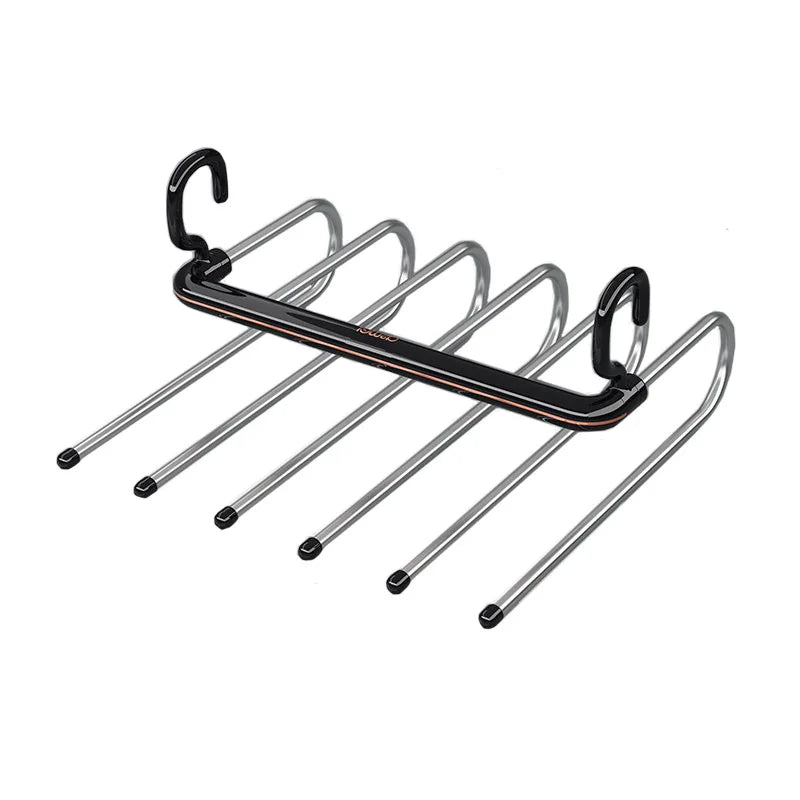 Multi-Layer S-Shaped Wardrobe Pants Storage Rack 6 in 1 Save Space Home Multi-functional Closet Anti Slip Metal Clothes Hanger