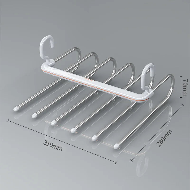 Multi-Layer S-Shaped Wardrobe Pants Storage Rack 6 in 1 Save Space Home Multi-functional Closet Anti Slip Metal Clothes Hanger