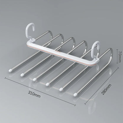 Multi-Layer S-Shaped Wardrobe Pants Storage Rack 6 in 1 Save Space Home Multi-functional Closet Anti Slip Metal Clothes Hanger