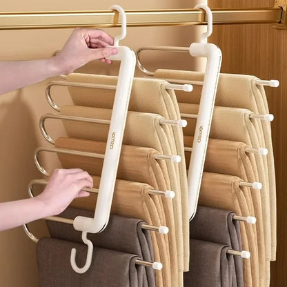 Multi-Layer S-Shaped Wardrobe Pants Storage Rack 6 in 1 Save Space Home Multi-functional Closet Anti Slip Metal Clothes Hanger