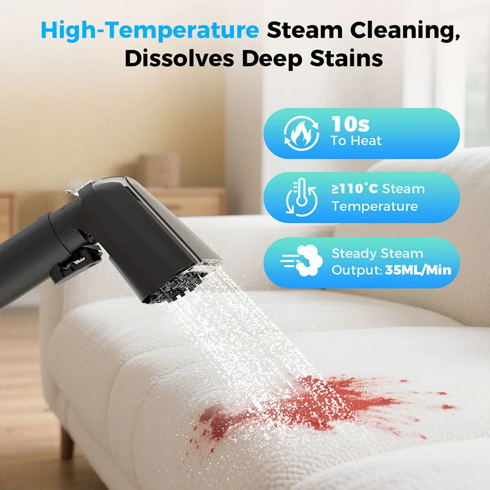 Teendow C6 Max 3-in-1 Upholstery and Carpet Cleaner 1650W Steam 12000Pa Suction Dual Tanks Pet-Friendly