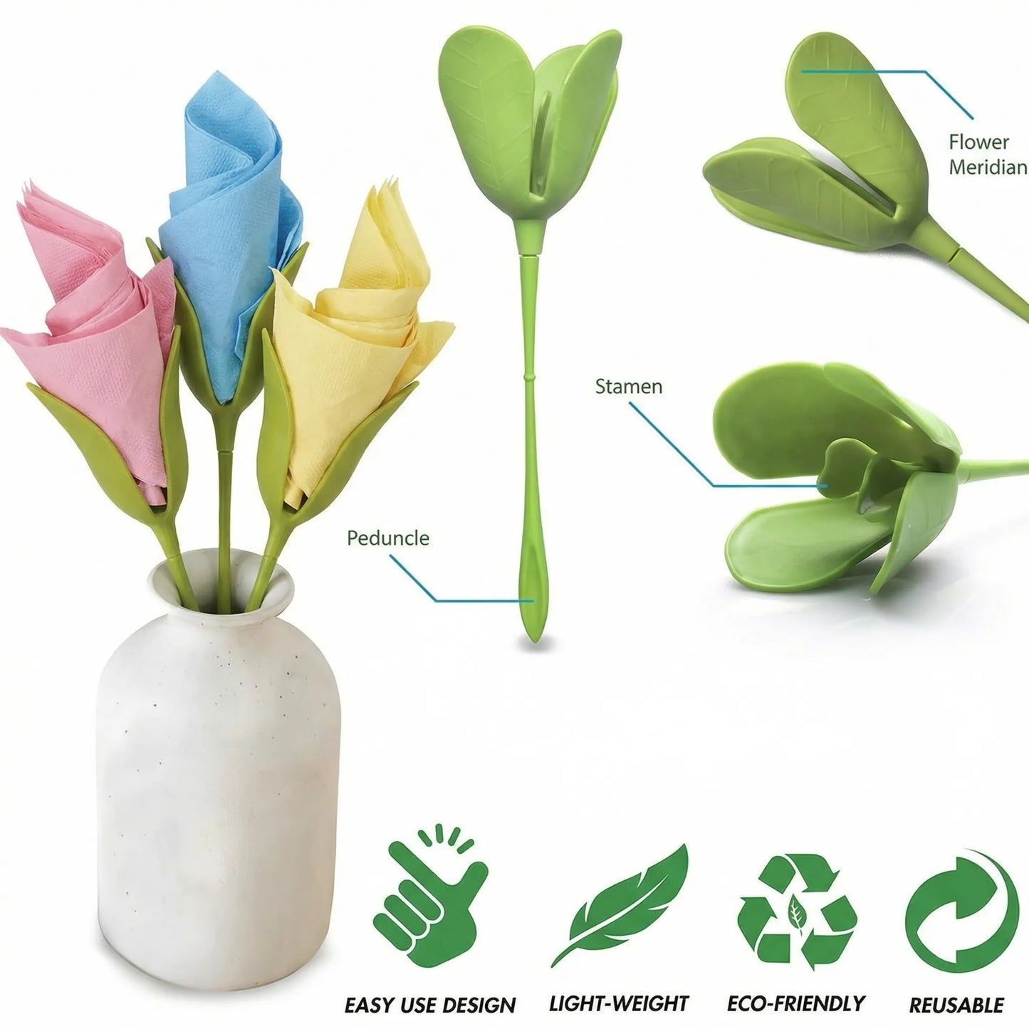 EverBloom Servettenhouder met bloemen – Elegant tafelaccessoire voor aan tafel